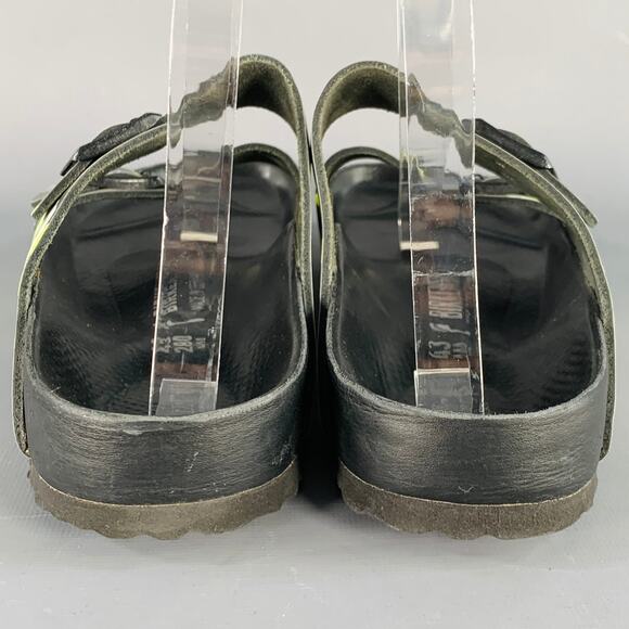 VALENTINO Size 10 Green Olive Camouflage Leather Belted Sandals
